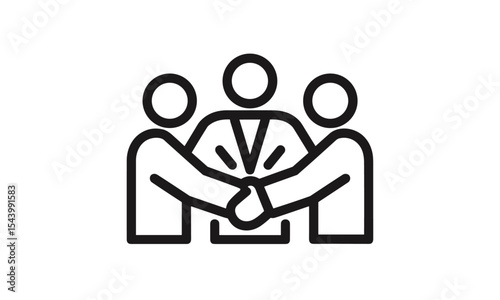 Teamwork icon, working together symbol, business team sign, collaboration concept, office people group, corporate success team, vector illustration, leadership idea, png.