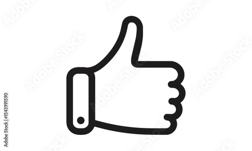 Thumb up icon vector illustration, like symbol cutout, approval concept, hand gesture, social media like icon, positive interaction emoji, support symbol, isolated png.