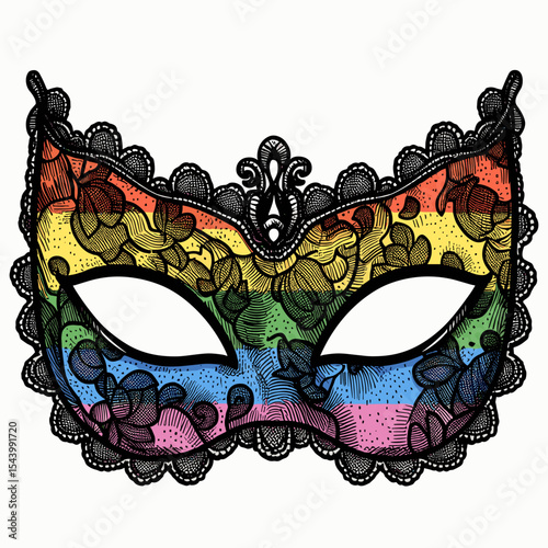 Lace rainbow masquerade mask 