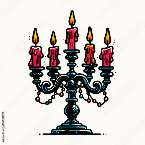 Candelabra in colorful style
