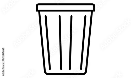 Vector illustration of trash bin icon, garbage container cutout, trash can image, waste basket symbol, refuse bin PNG, cleaning icon, isolated sanitation concept, household waste disposal.