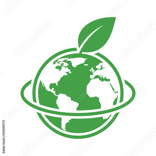 Green Earth Leaf Logo Vector Environment World Eco Friendly Planet Symbol