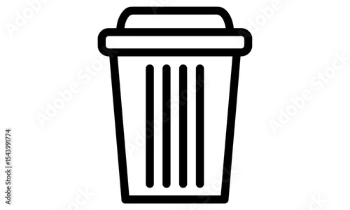 Vector illustration, trash bin icon, isolated refuse container PNG, garbage basket icon, waste management bin, household trash symbol, clean city object, rubbish container clipart.
