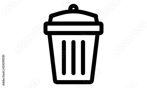 Trash bin icon, vector illustration, trash can cutout, isolated trash basket, garbage bin PNG, recycle bin symbol, waste container clipart, sanitation icon, clean environment concept.