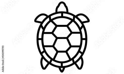 Vector illustration of turtle shell icon isolated on white background, animal silhouette, marine reptile, ocean creature, sea life, flat style icon, exotic species.