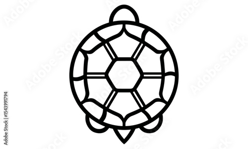 Sea turtle shell vector illustration isolated on white background, wildlife symbol, aquatic reptile, ocean nature, flat animal icon, cutout, nature, marine creature.