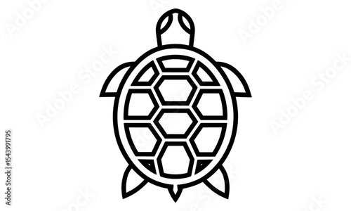Turtle shell icon vector illustration isolated on white background, sea animal, ocean life, marine creature, reptile symbol, cutout, wildlife silhouette, nature concept.