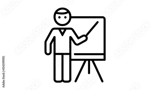 Classroom icon vector, education scene, teacher character, flat design, school teaching symbol, academic staff icon, instructor element, vector illustration, knowledge worker.