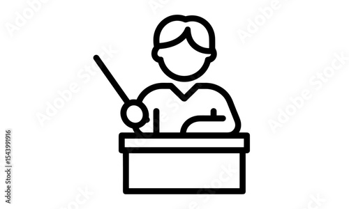 Vector illustration of teacher icon, classroom symbol, flat education icon, school element, outline educator, staff character, teaching avatar, knowledge concept, learning emblem.