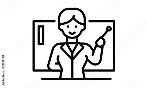 Teacher icon vector, classroom icon, education concept, flat design, vector illustration, learning icon, academic symbol, school staff, instructor, outline icon, teaching professional.