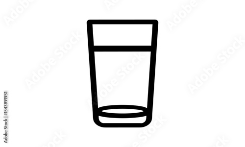 Flat icon of water glass, minimalist drink concept, clean glass container, vector illustration, liquid symbol, modern refreshment idea, health theme, lifestyle concept, png, hydration.