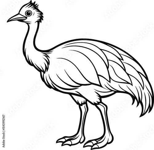 A stunning vector illustration depicts a black-crowned crane, a majestic wild bird, showcasing its beautiful feathers and elegant silhouette in nature