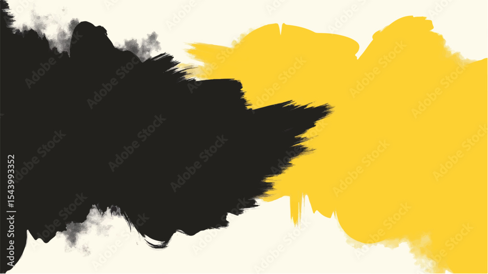 Obraz premium Yellow and black abstract background. Yellow and black brush strokes. 