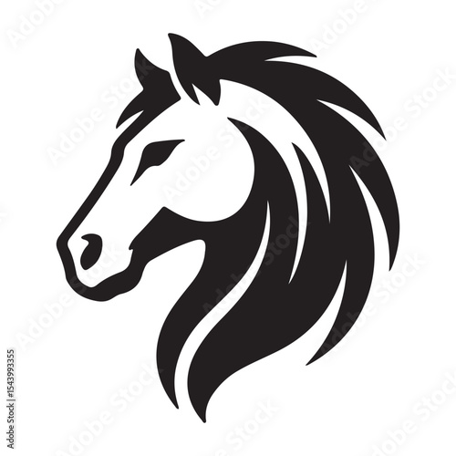 Majestic Horse Head Profile Elegant Black and White Equestrian Design