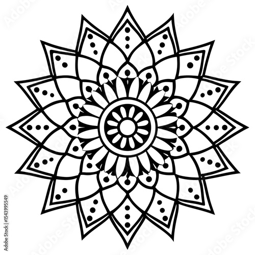 Simple Indian Mehndi Mandala Vector on White