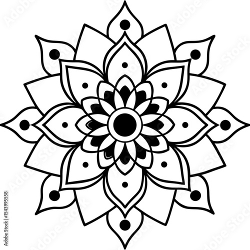 Simple Indian Mehndi Mandala Vector on White