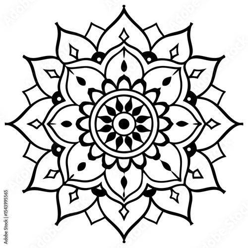 Simple Indian Mehndi Mandala Vector on White