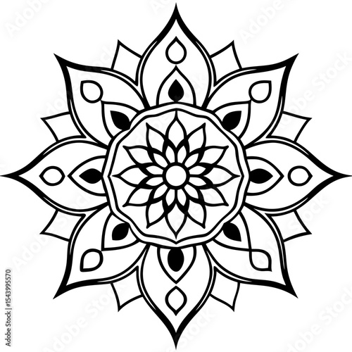 Simple Indian Mehndi Mandala Vector on White