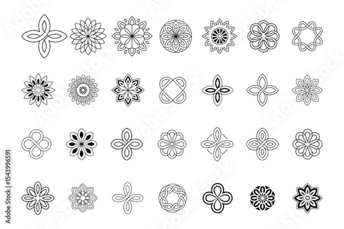 Collection of Ornamental Floral and Geometric Shapes