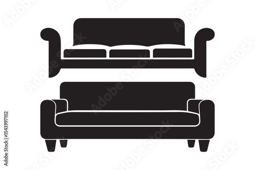 Minimalist Sofa and Couch Silhouette Clipart for Modern Home Decor and Furniture Design