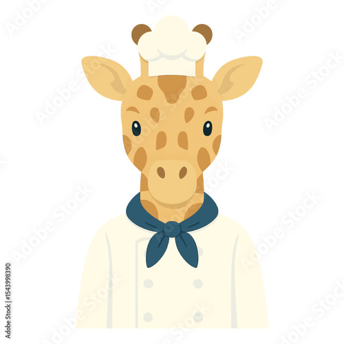 giraffe in chef clothes animal vector on white background vector animal in chef costume on white background