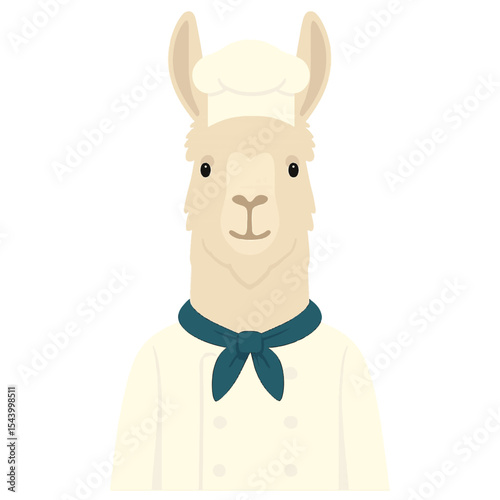 llama in chef clothes animal vector on white background vector animal in chef costume on white background