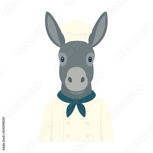 donkey in cook clothes animal vector on white background vector animal in cook costume on white background