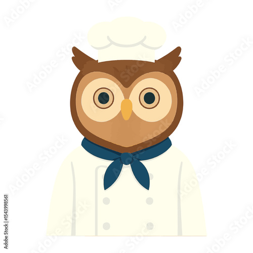 owl in chef clothes animal vector on white background vector animal in chef costume on white background