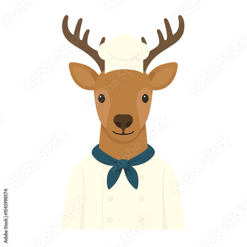 deer in chef clothes animal vector on white background vector animal in chef costume on white background