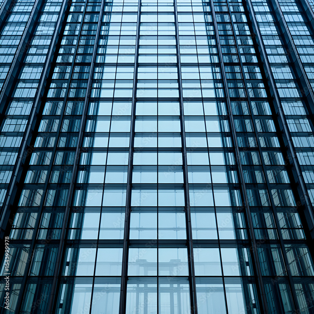Obraz premium skyscraper grid pattern formed by the mullions of a large glass curtain wall on a Abstract