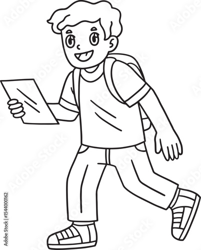 School Yard Boy Walking Towards School Isolated 