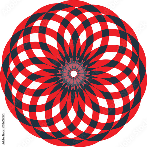 Abstract red and black circular design