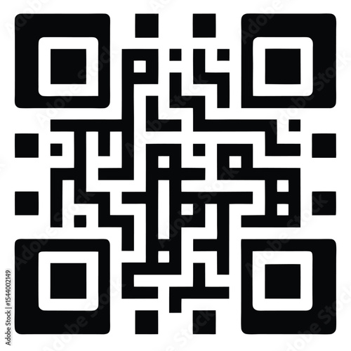 Black and White QR Code Design with Distinctive Square Pattern and Unique Data