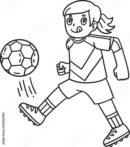 School Yard Girl Playing Soccer Isolated 