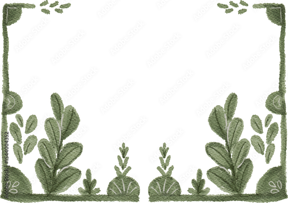 Naklejka premium watercolor floral frame with leaves for your text