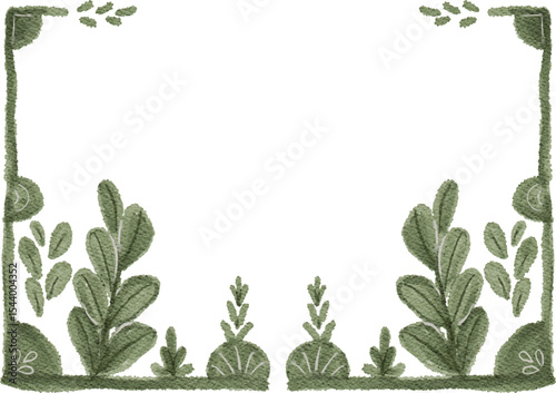 watercolor floral frame with leaves for your text