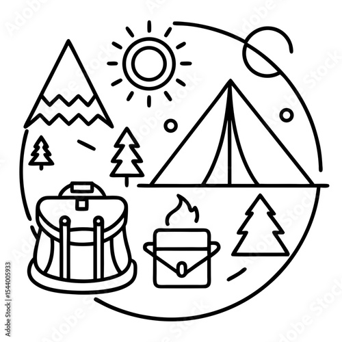 Simple Camp Icons Illustration