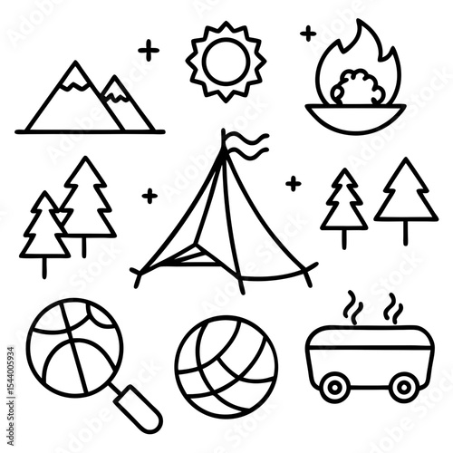 Simple Camp Icons Illustration