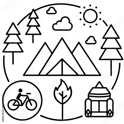 Simple Camp Icons Illustration
