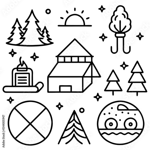 Simple Camp Icons Illustration