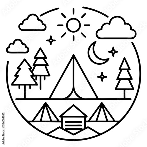 Simple Camp Icons Illustration