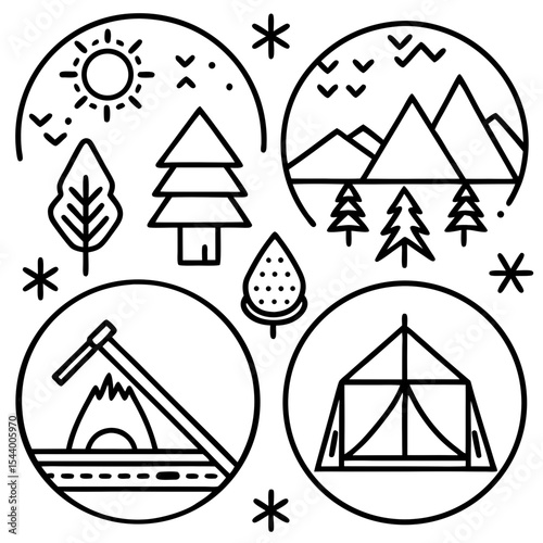 Simple Camp Icons Illustration