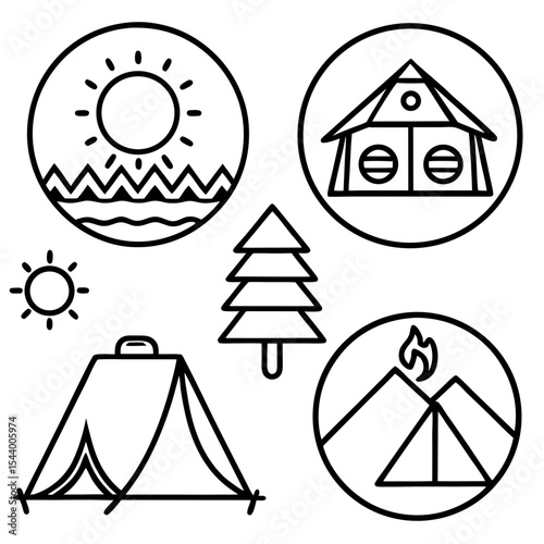 Simple Camp Icons Illustration