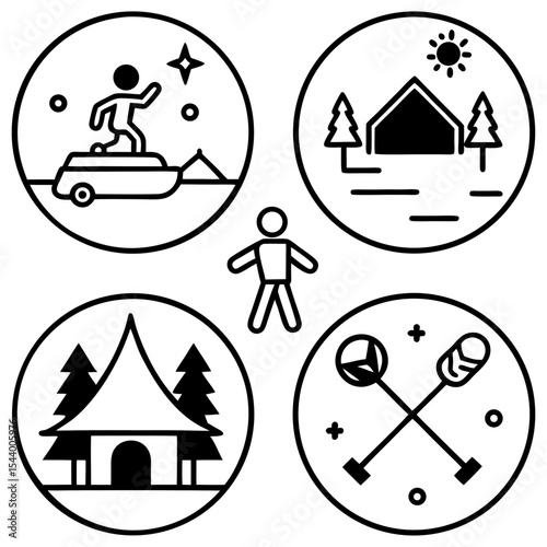 Simple Camp Icons Illustration