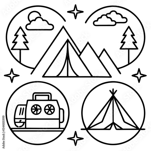 Simple Camp Icons Illustration
