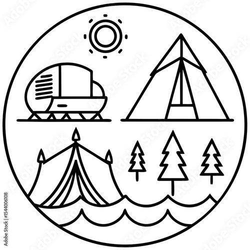 Simple Camp Icons Illustration