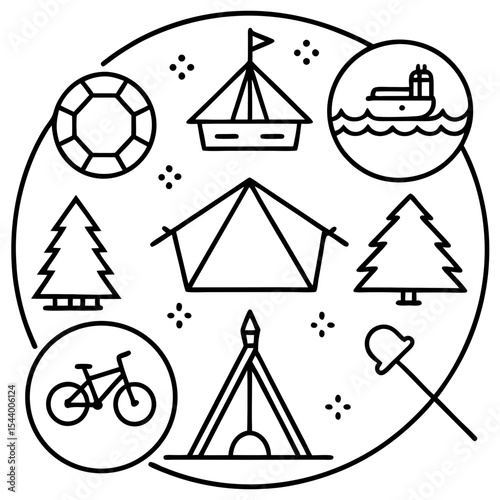 Simple Camp Icons Illustration