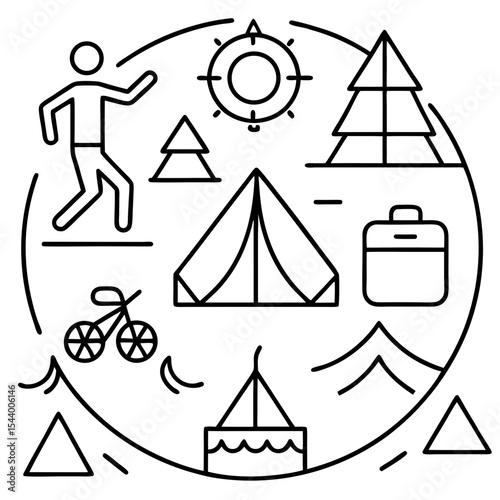 Simple Camp Icons Illustration