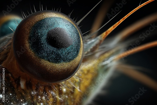 Bioluminescent glow shrimp eyes reflecting deep sea ambient light hyper realistic detail of marine visual adaptation photo