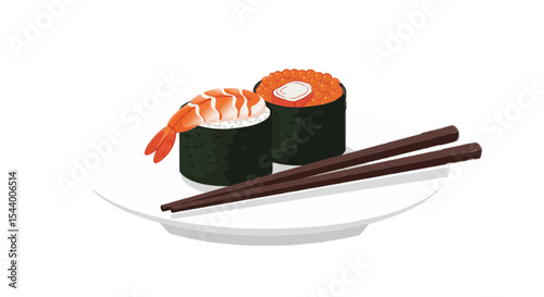 sushi with chopsticks